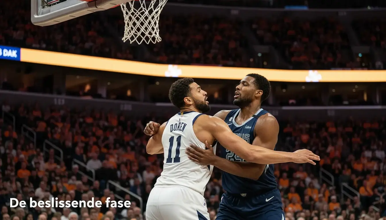 Twee EuroLeague basketbalteams in fel duel tijdens playoff-wedstrijd in volle arena