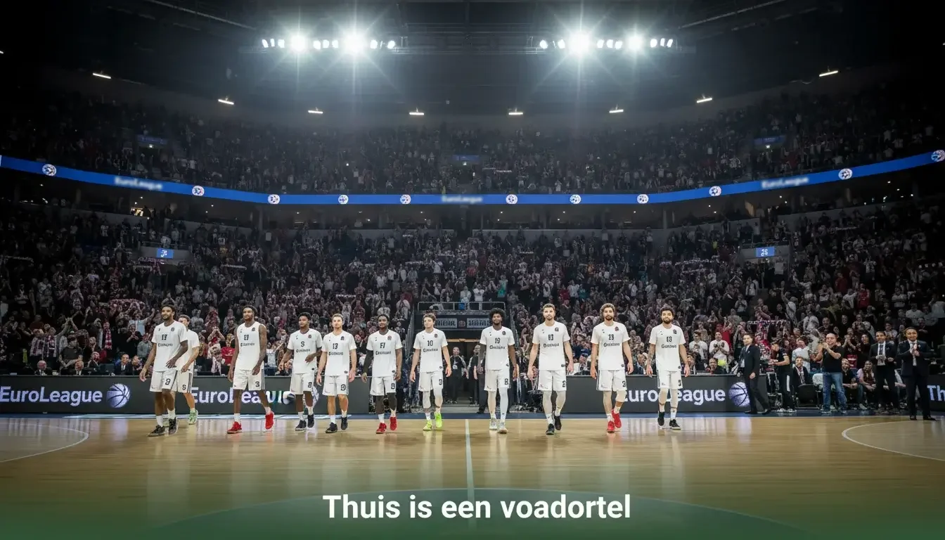 EuroLeague thuisteam betreedt parketvloer bij oorverdovend enthousiasme van thuissupporters